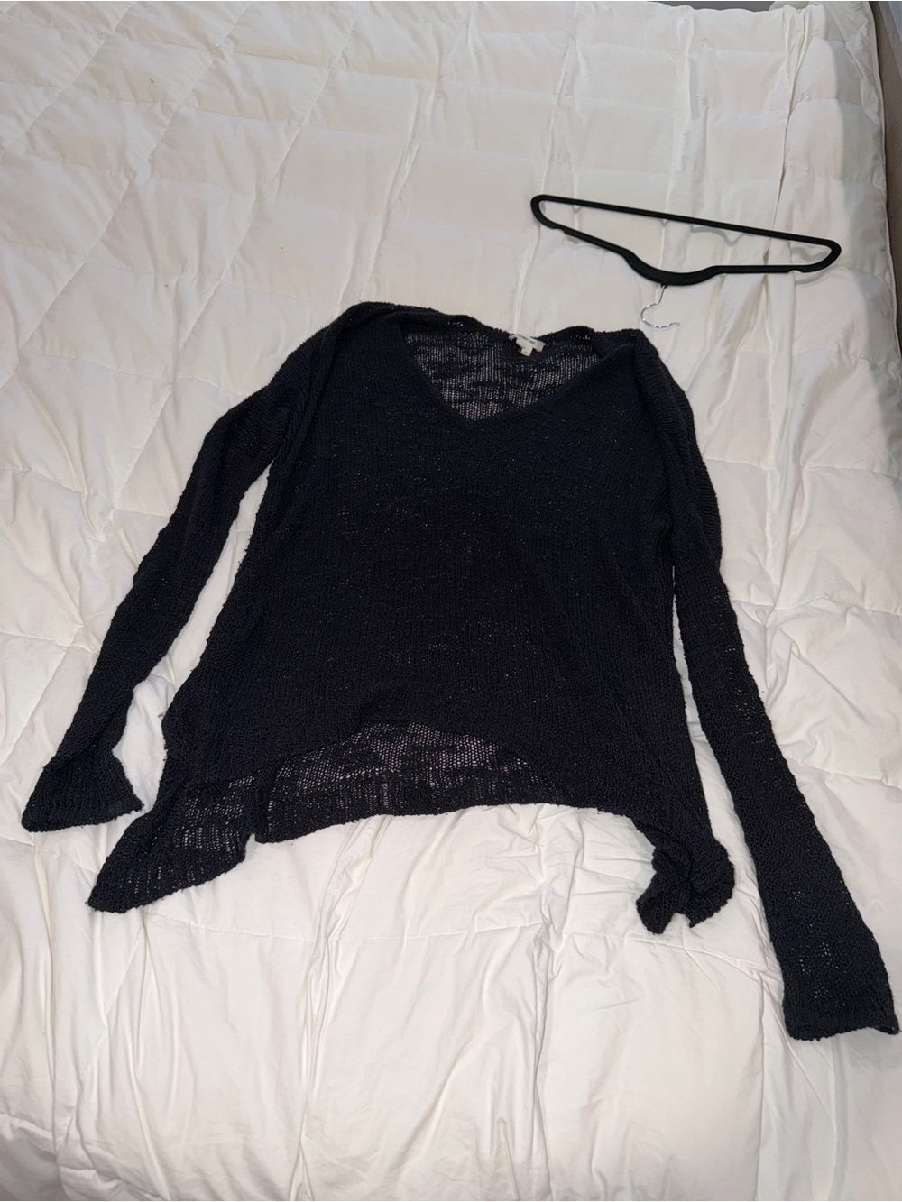 Black Lightweight V-Neck Knit Sweater